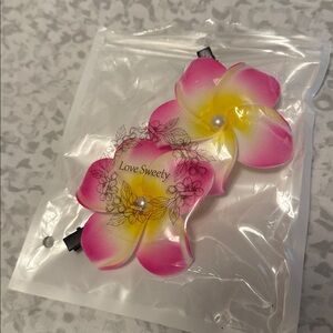 Pink and Yellow Floral Hair Clip- never worn